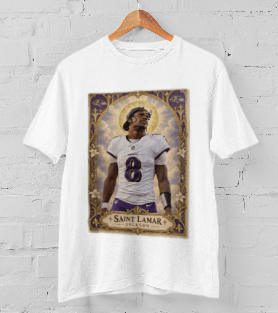 Saint Lamar Jackson Baltimore Ravens 8 Football Jersey Halo T-Shirt