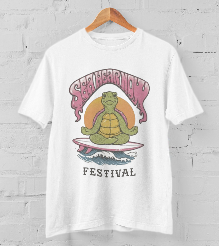 Sea Hear Now Festival September 19 & 20 2026 Asbury Park New Jersey Turtle Surfing Waves T-Shirt