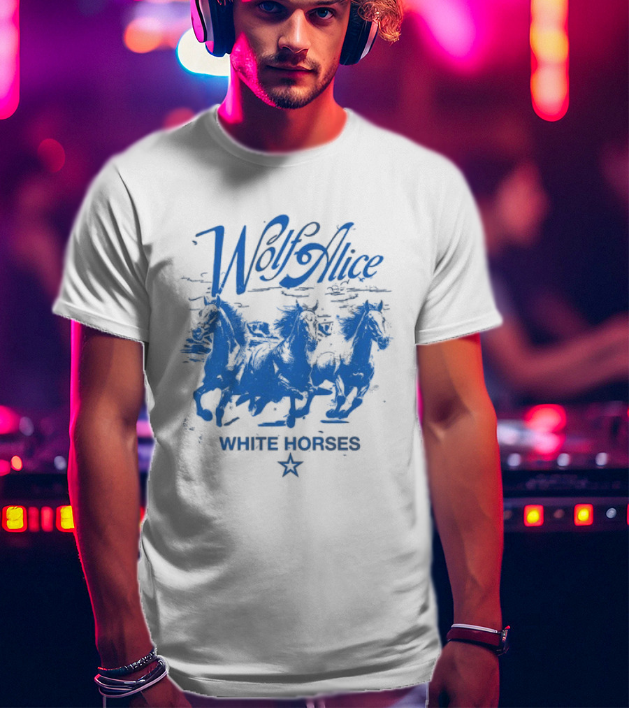 Wolf Alice Blue White Horses Star T-Shirt