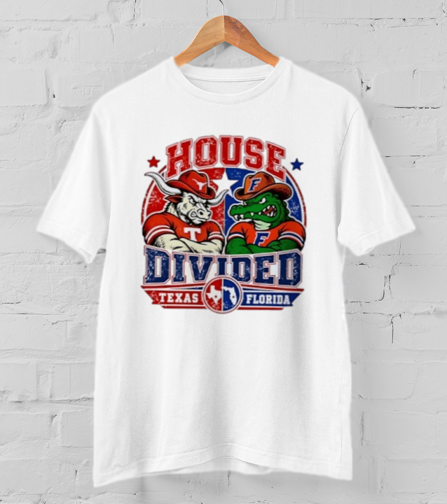 House Divided Texas Florida Longhorns Gators Rivalry Football T-Shirt