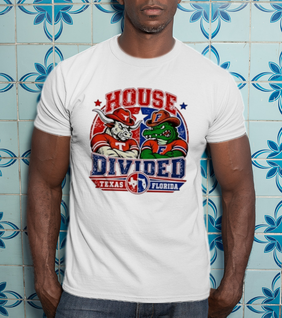 House Divided Texas Florida Longhorns Gators Rivalry Football T-Shirt