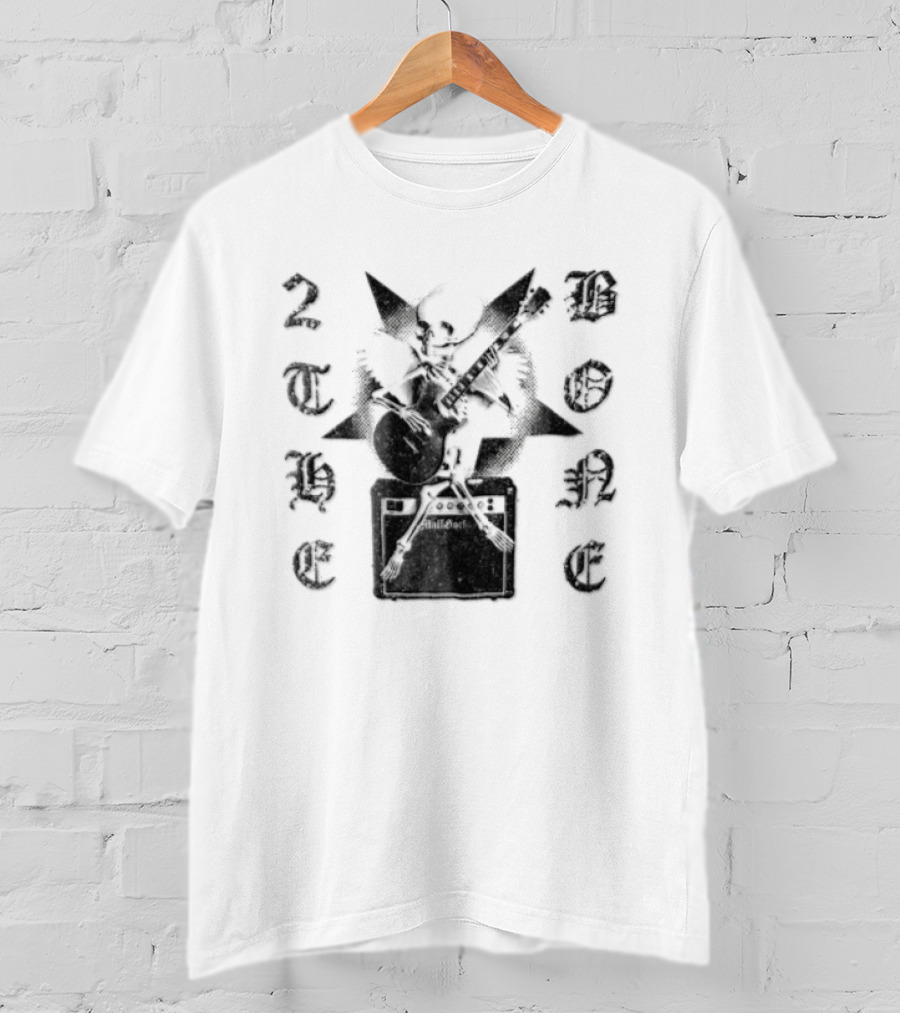 To The Bone Winged Skeleton Playing Guitar On Amplifier T-Shirt
