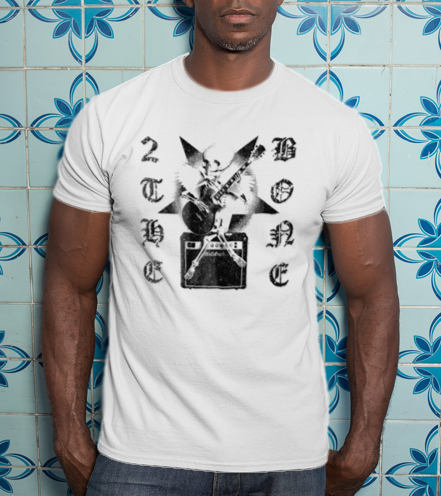 To The Bone Winged Skeleton Playing Guitar On Amplifier T-Shirt