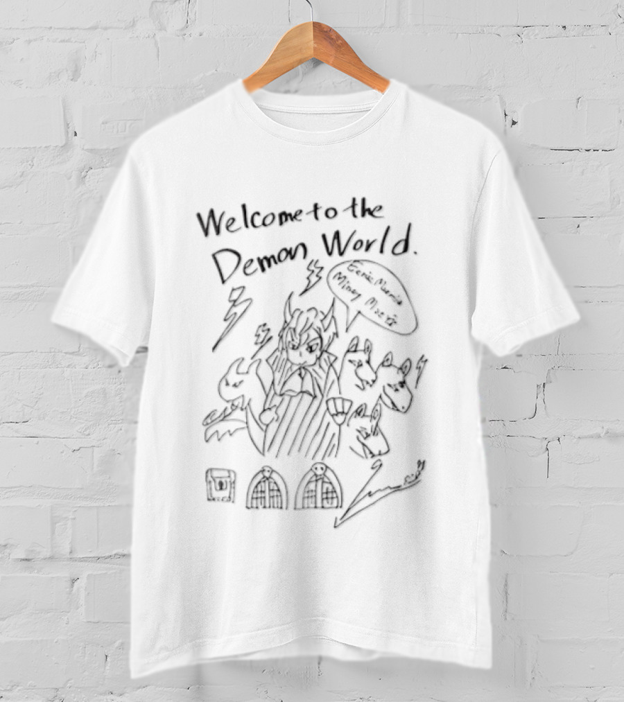 Welcome To The Demon World Anime Speech Bubble Monster Sketch T-Shirt