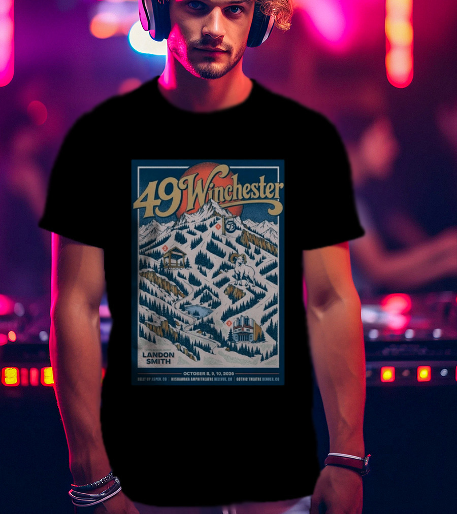 49 Winchester Aspen CO Landon Smith October 8 10 2026 Mishawaka Amphitheatre Belly Up Gothic Theatre Denver T-Shirt