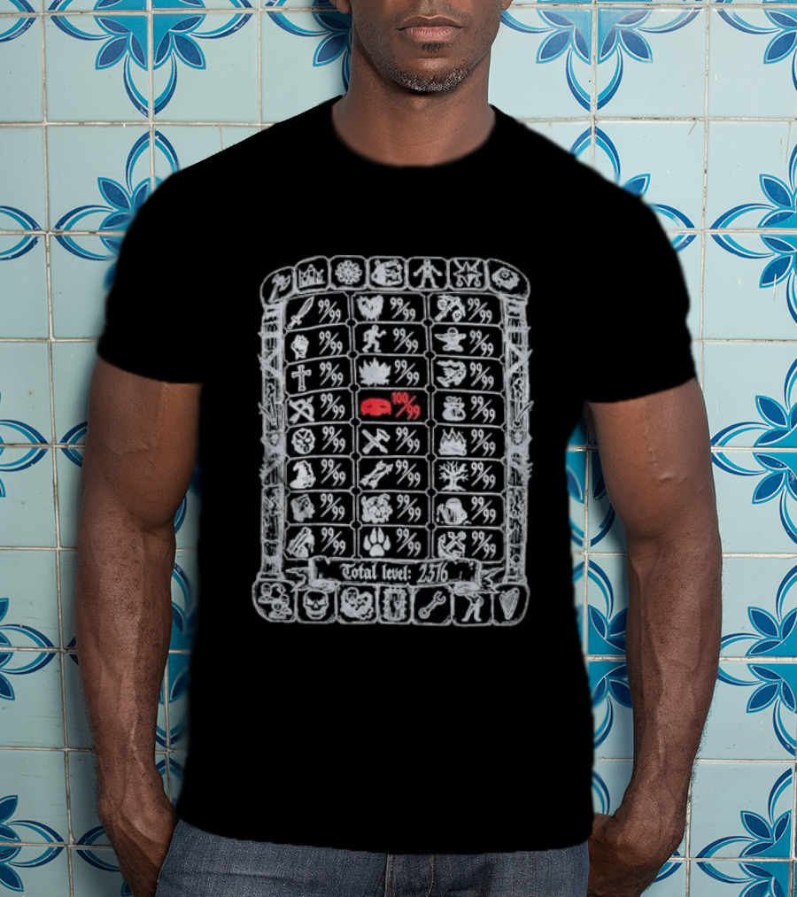 100 Thieves Old School RuneScape Skill Icons Total Level 2376 T-Shirt