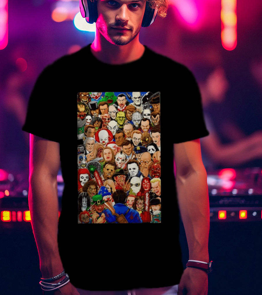 Horror Movie Icons Collage Halloween 2026 Collection T-Shirt
