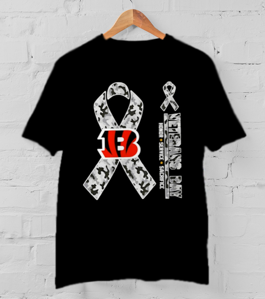 Cincinnati Bengals Veterans Day 2026 Honor Service Sacrifice Camouflage Ribbon T-Shirt