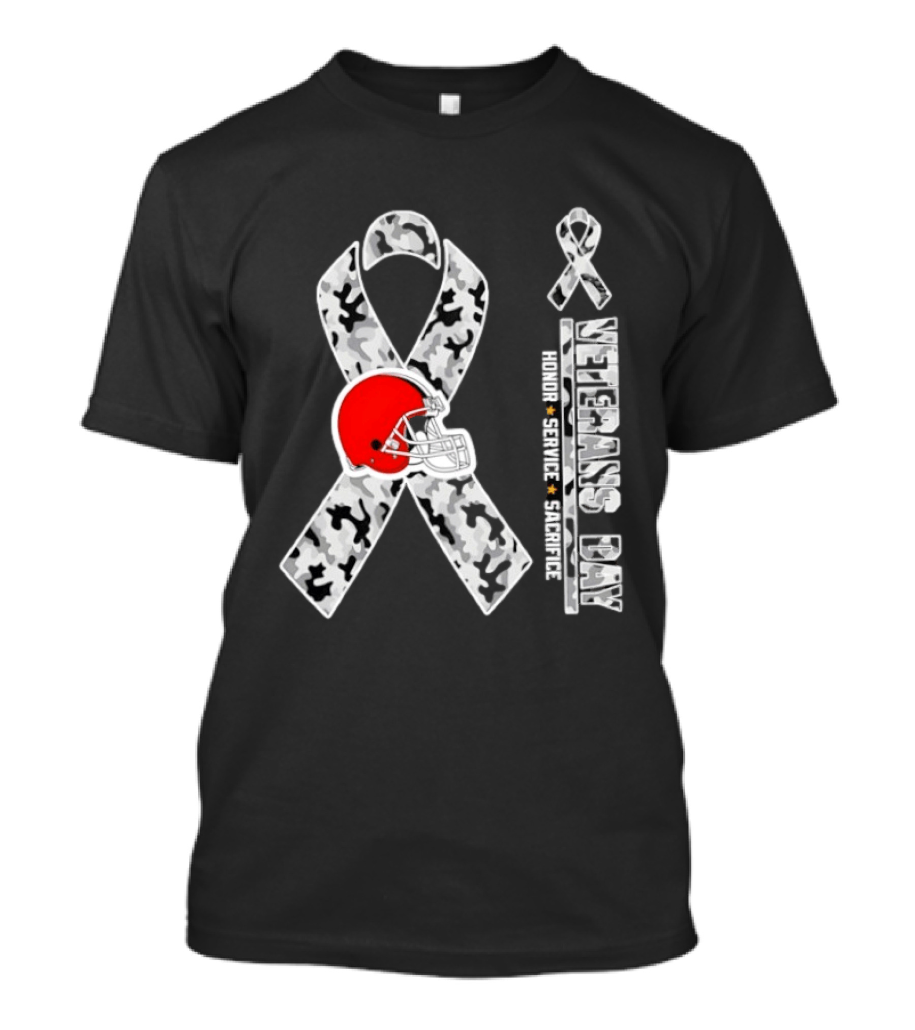 Cleveland Browns Veterans Day 2026 Honor Service Sacrifice Camouflage Ribbon T-Shirt
