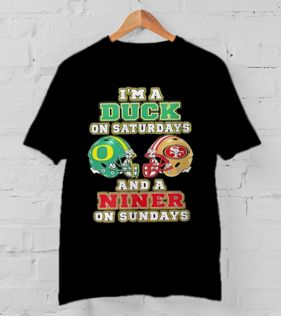 I'm A Duck On Saturdays And A Niner On Sundays Helmet T-Shirt