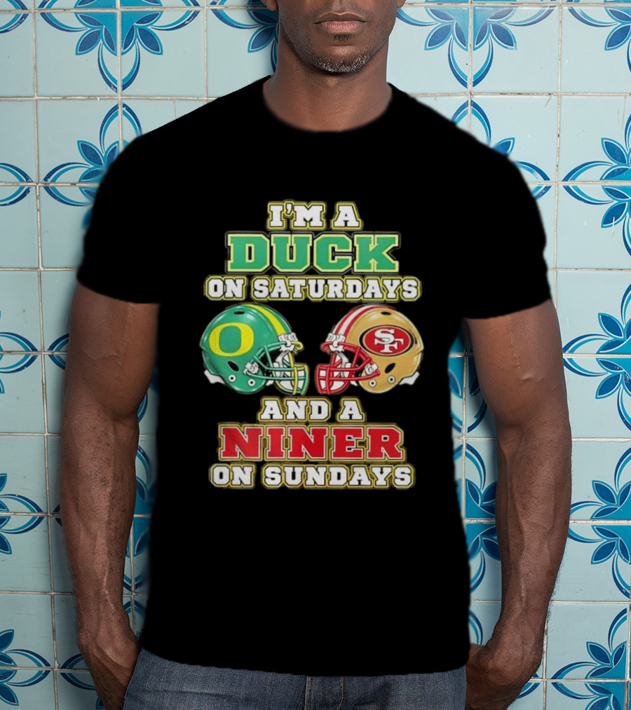 I'm A Duck On Saturdays And A Niner On Sundays Helmet T-Shirt