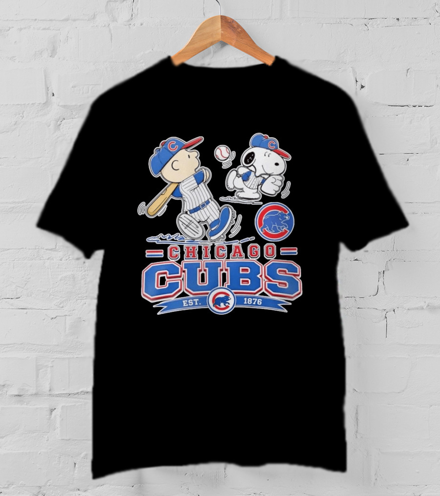 Peanuts Charlie Brown Snoopy Chicago Cubs Baseball Est 1876 T-Shirt