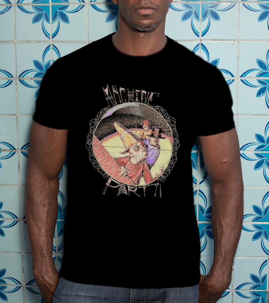 Machine Party Heads Up Comic Style Characters Retro Scene T-Shirt