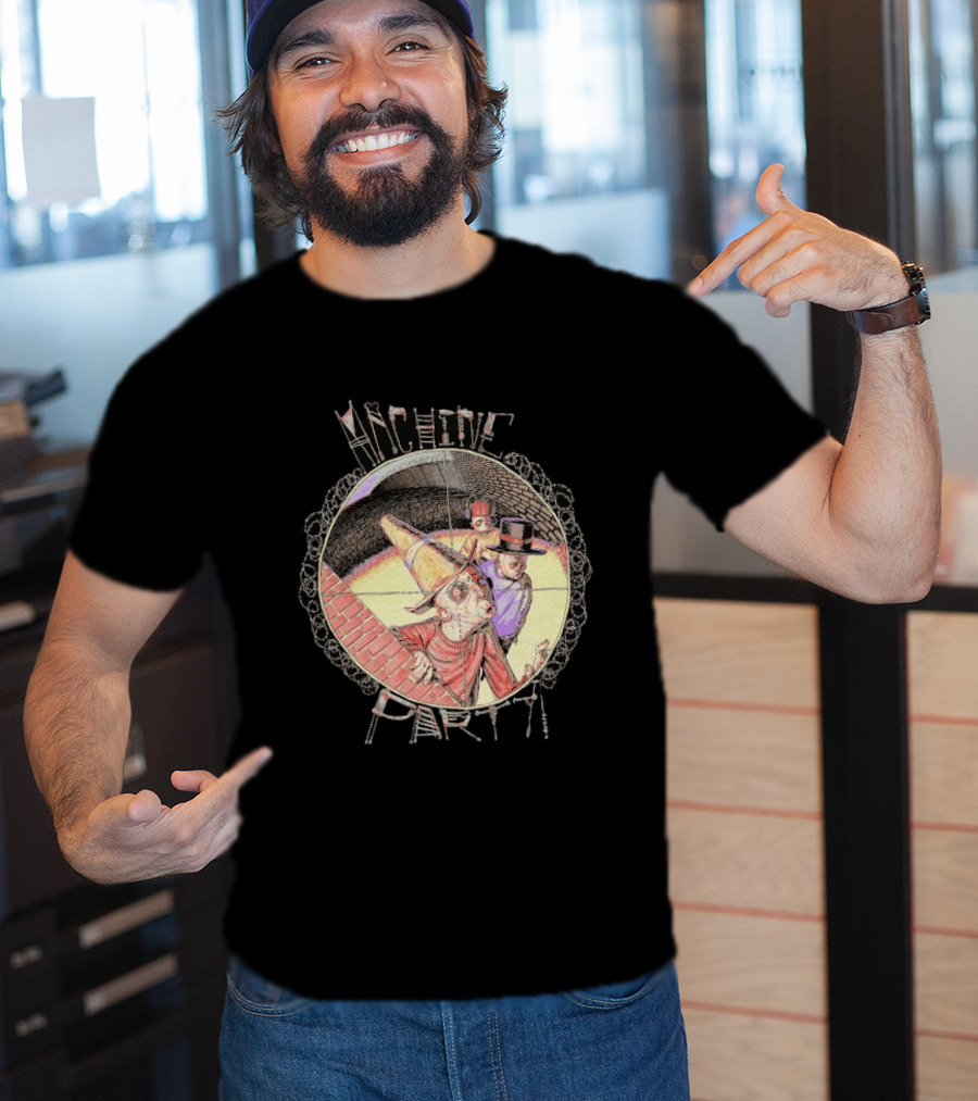 Machine Party Heads Up Comic Style Characters Retro Scene T-Shirt