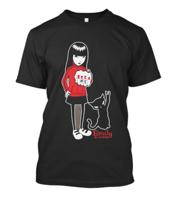 Rock Me Emily The Strange Iconic Character With Red And Cat T-Shirt