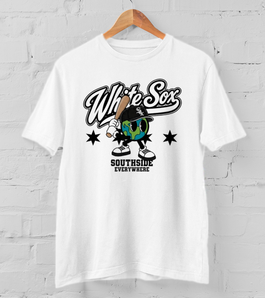 White Sox Southside Everywhere 2026 Baseball Player Earth T-Shirt