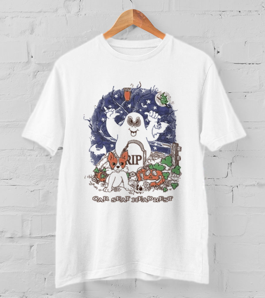 Car Seat Headrest Halloween Ghost Cat Pumpkin 2026 T-Shirt