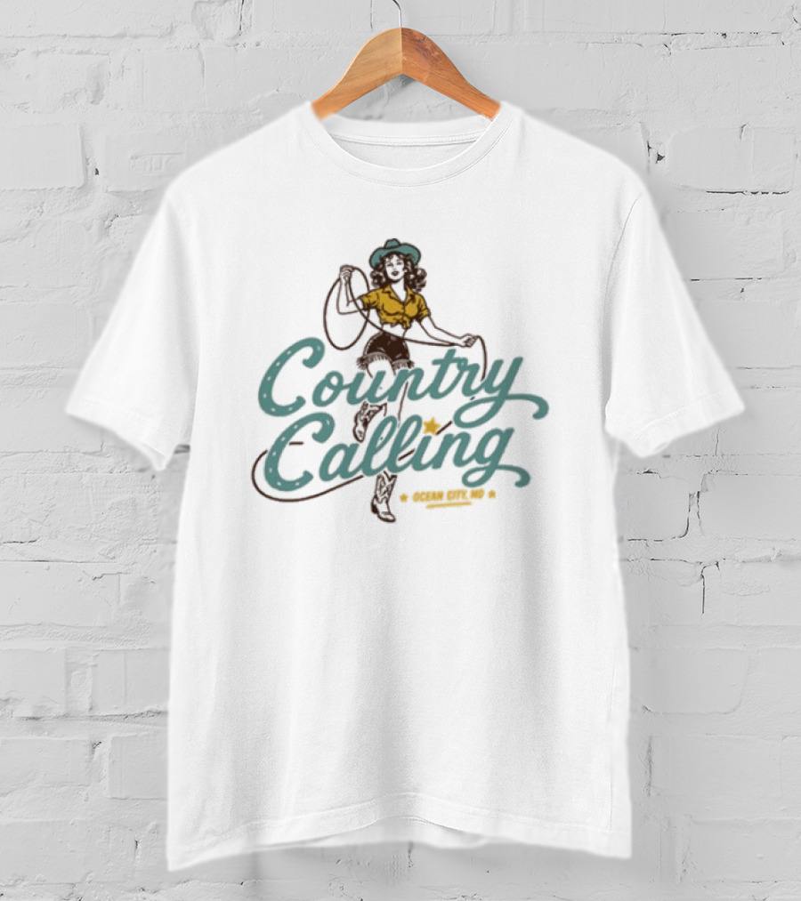 Country Calling Ocean City Inlet Beach October 2 3 2026 Cowgirl Roping Event T-Shirt