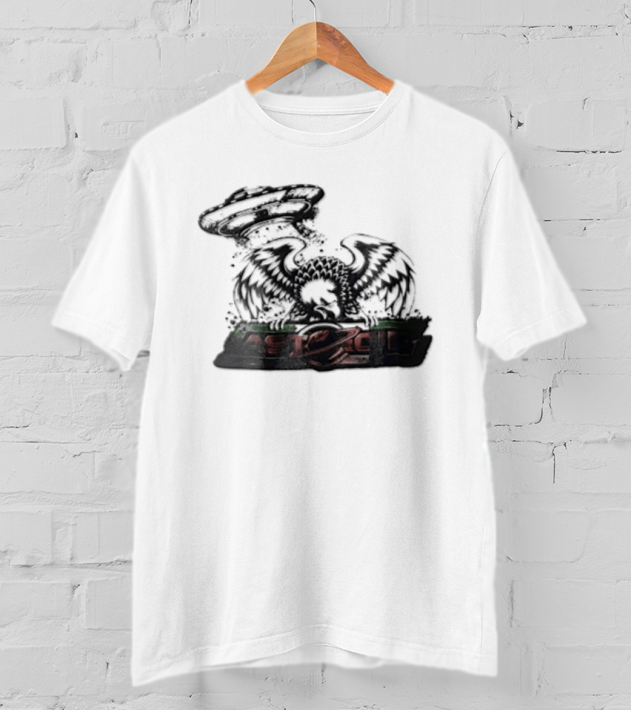 Eagle Spreading Wings With UFO Above T-Shirt