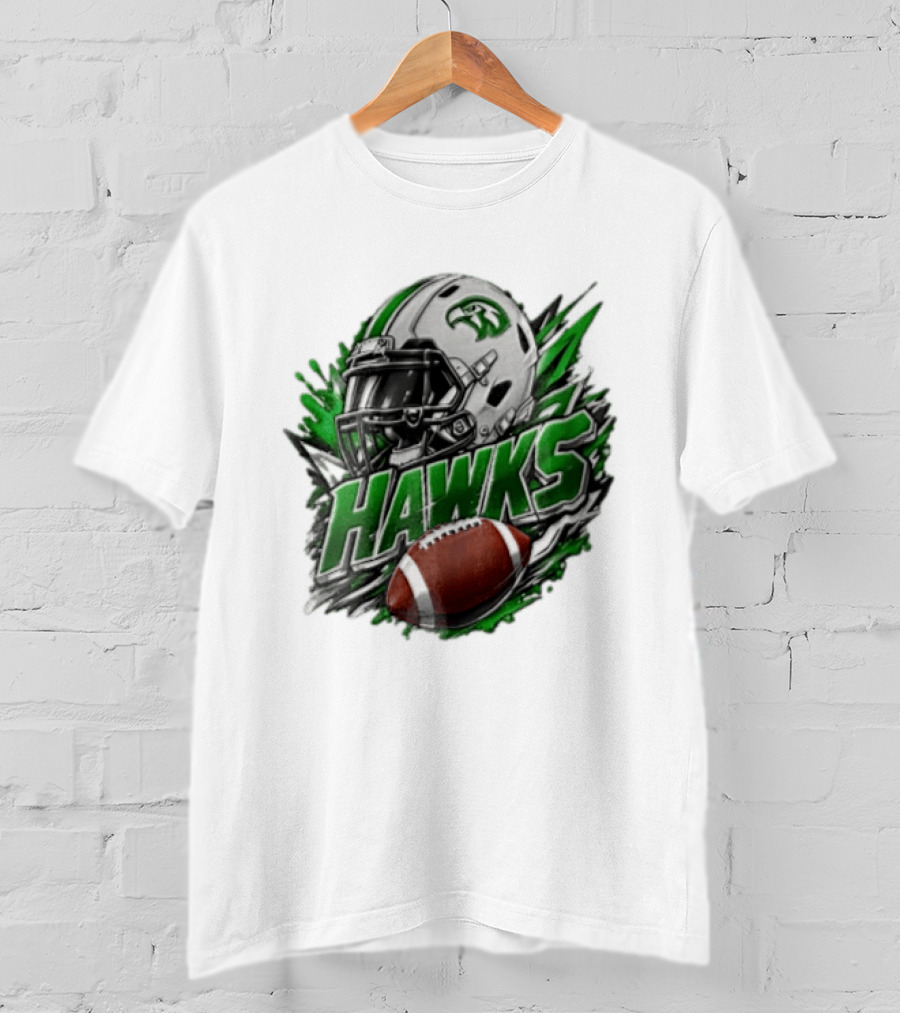 Hawks White Football Helmet Green Hawk Football Sports Fan Gear T-Shirt