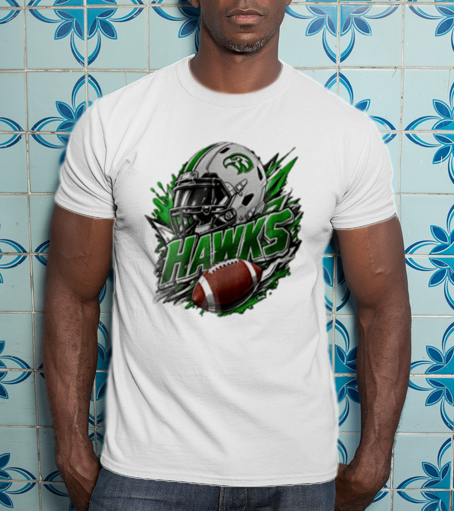 Hawks White Football Helmet Green Hawk Football Sports Fan Gear T-Shirt