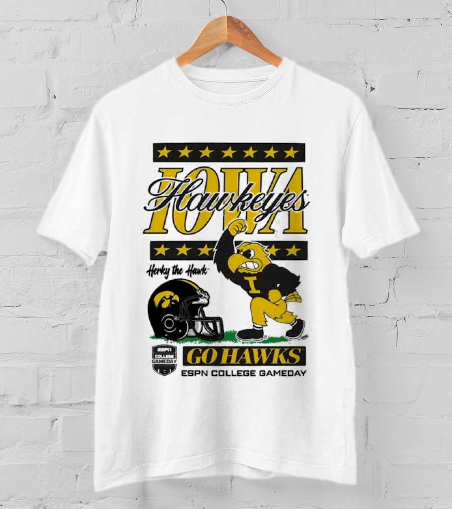 Iowa Hawkeyes Herky The Hawk Go Hawks ESPN College Gameday T-Shirt