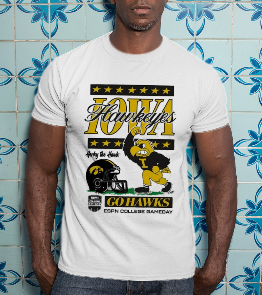 Iowa Hawkeyes Herky The Hawk Go Hawks ESPN College Gameday T-Shirt