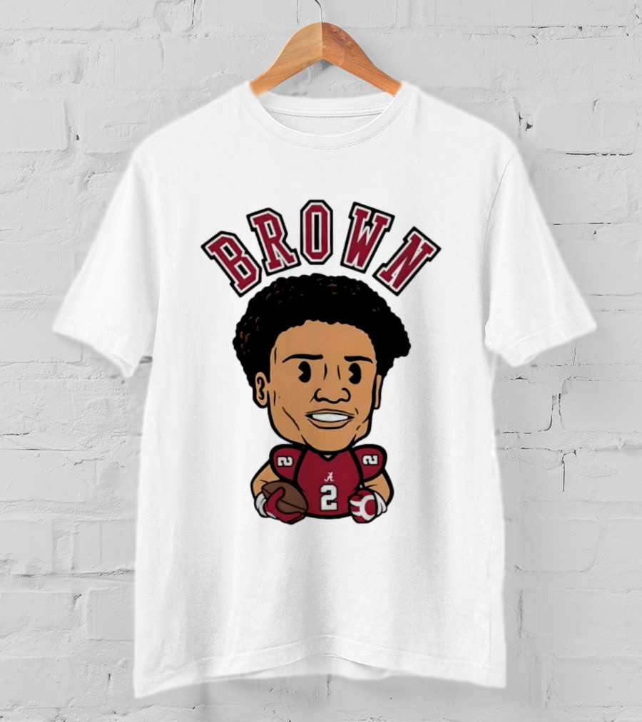 NCAA Football Alabama Crimson Tide Number 2 Brown Caricature T-Shirt