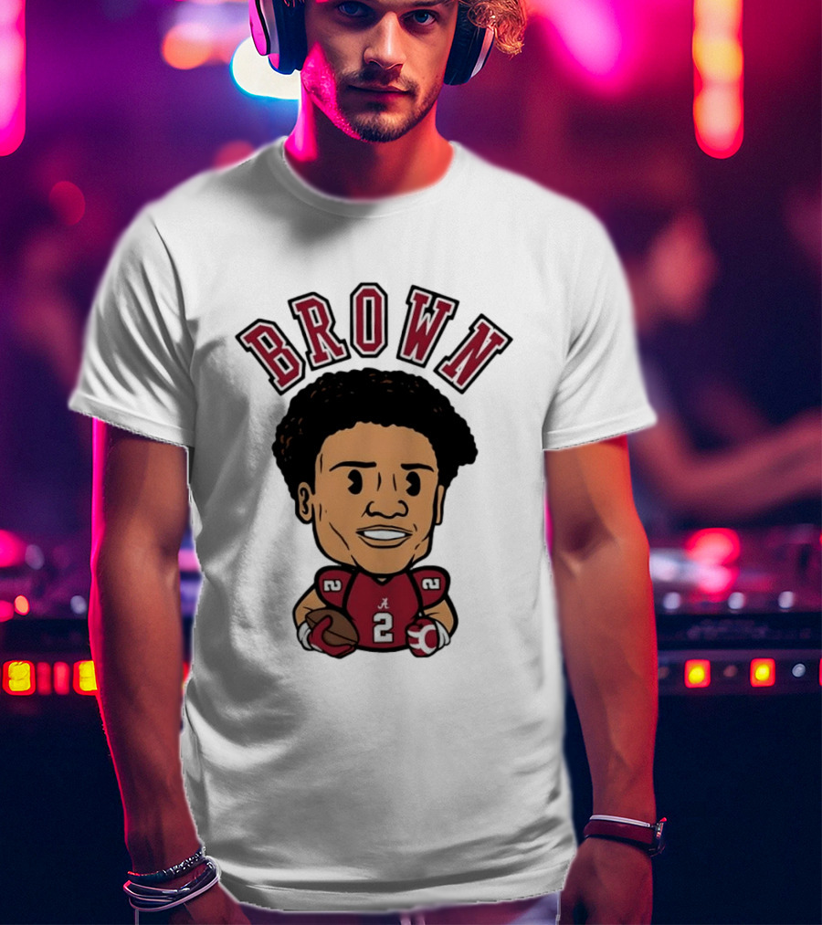 NCAA Football Alabama Crimson Tide Number 2 Brown Caricature T-Shirt
