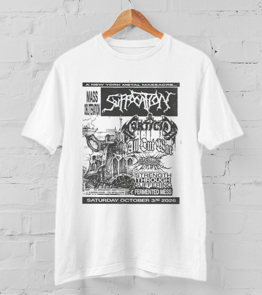 Original Suffocation Amityville New York Metal Massacre October 3rd 2026 Amityville Music Hall NY T-Shirt