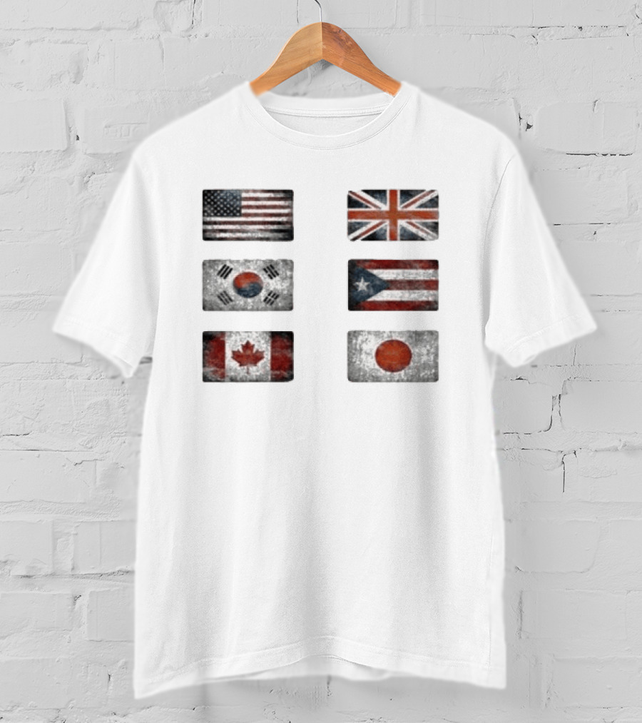 Stealthny Floor 914 World Tour United States United Kingdom South Korea Puerto Rico Canada Japan Flags T-Shirt