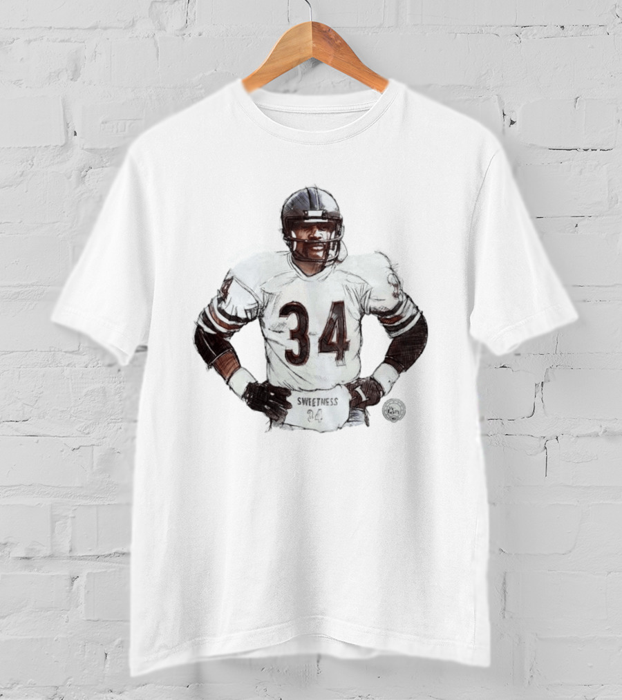 Walter Payton 34 Chicago Bears Sweetness Sketch Football Legend T-Shirt
