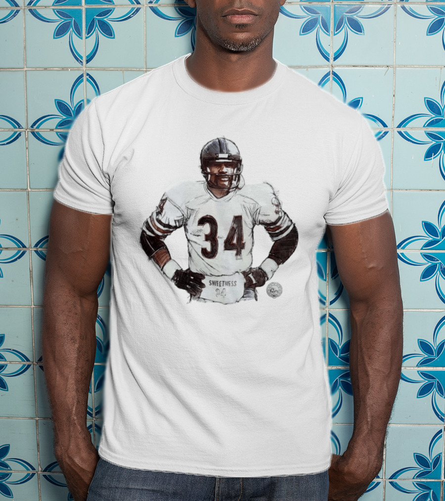 Walter Payton 34 Chicago Bears Sweetness Sketch Football Legend T-Shirt