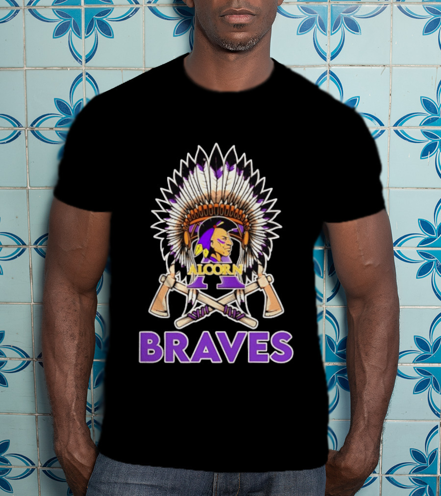 Alcorn State Braves 2026 Native Heritage Feathered Headdress And Axes T-Shirt