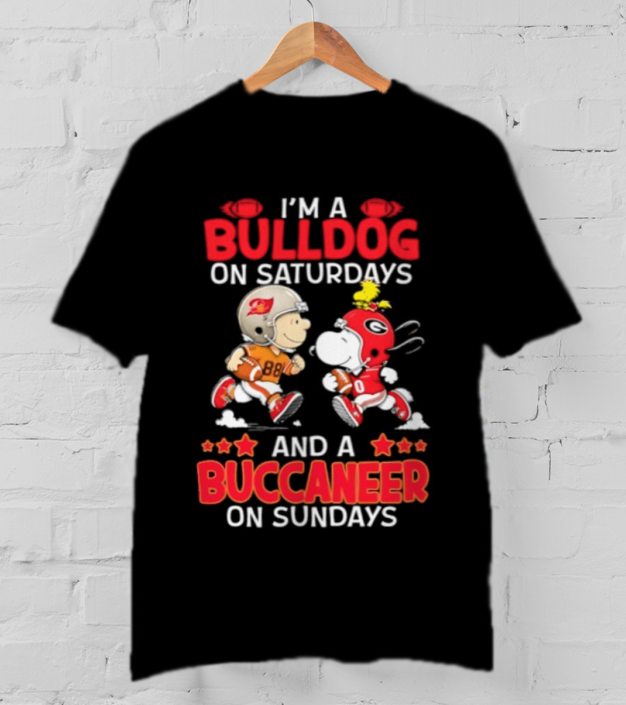 Snoopy And Peanuts Football Bulldog Saturdays Buccaneer Sundays Charlie Brown Fan T-Shirt