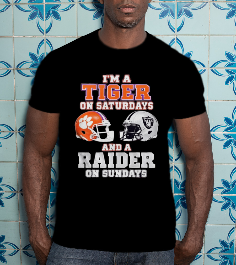 Clemson Tiger Saturdays Raider Sundays Football Fan Helmets T-Shirt