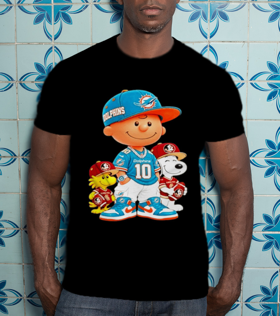 Charlie Brown 10 Snoopy Woodstock Miami Dolphins Florida State T-Shirt