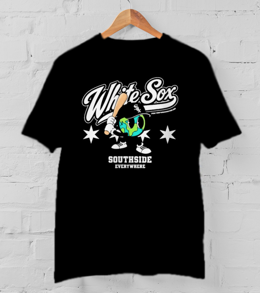 White Sox Southside Everywhere Globe With Stars And Bat T-Shirt