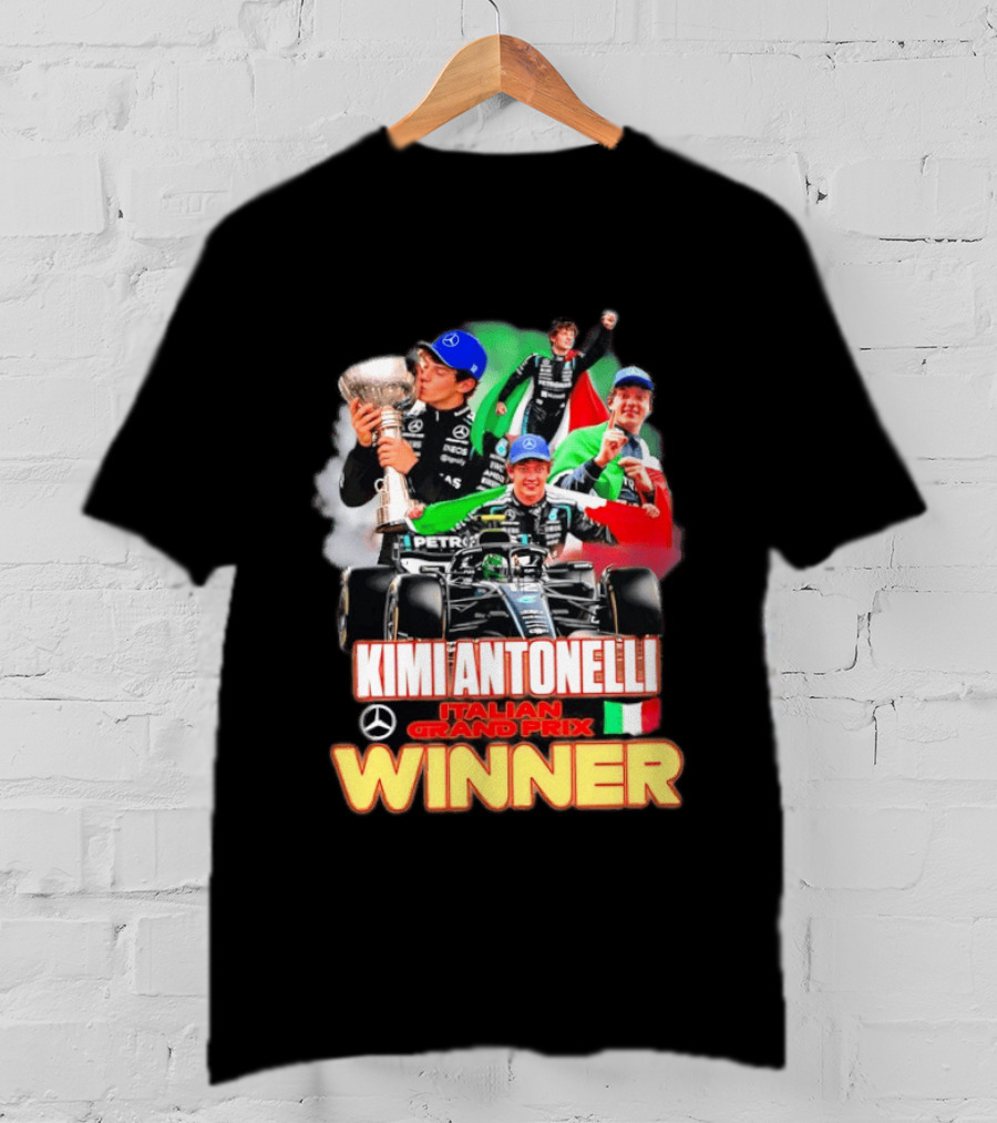 Kimi Antonelli Italian Grand Prix Winner Mercedes Racing Celebration T-Shirt
