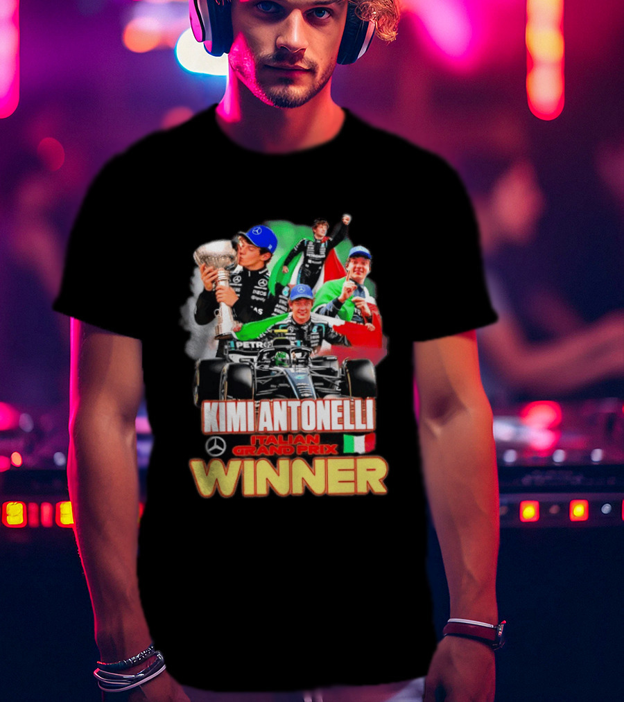 Kimi Antonelli Italian Grand Prix Winner Mercedes Racing Celebration T-Shirt