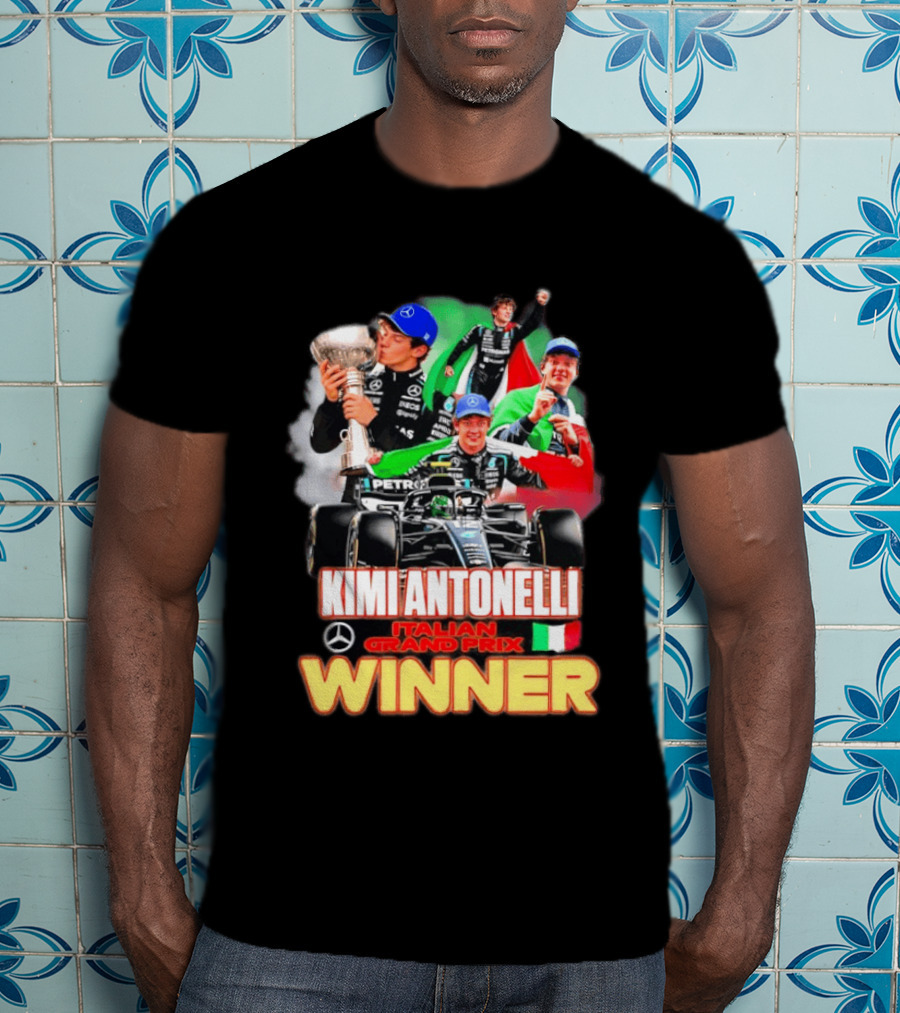 Kimi Antonelli Italian Grand Prix Winner Mercedes Racing Celebration T-Shirt