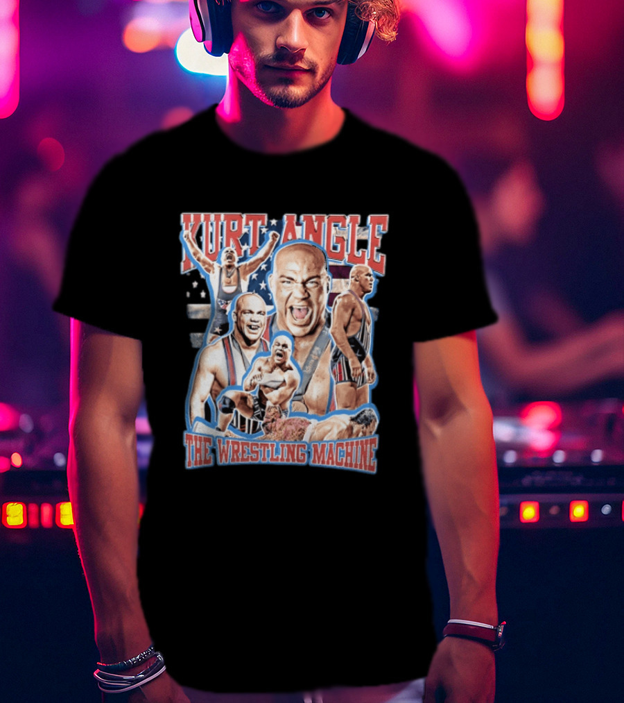 Kurt Angle The Wrestling Machine Bald Wrestler In Singlet Multiple Images T-Shirt