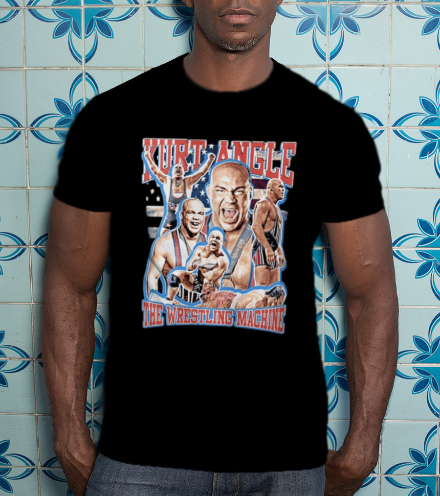 Kurt Angle The Wrestling Machine Bald Wrestler In Singlet Multiple Images T-Shirt