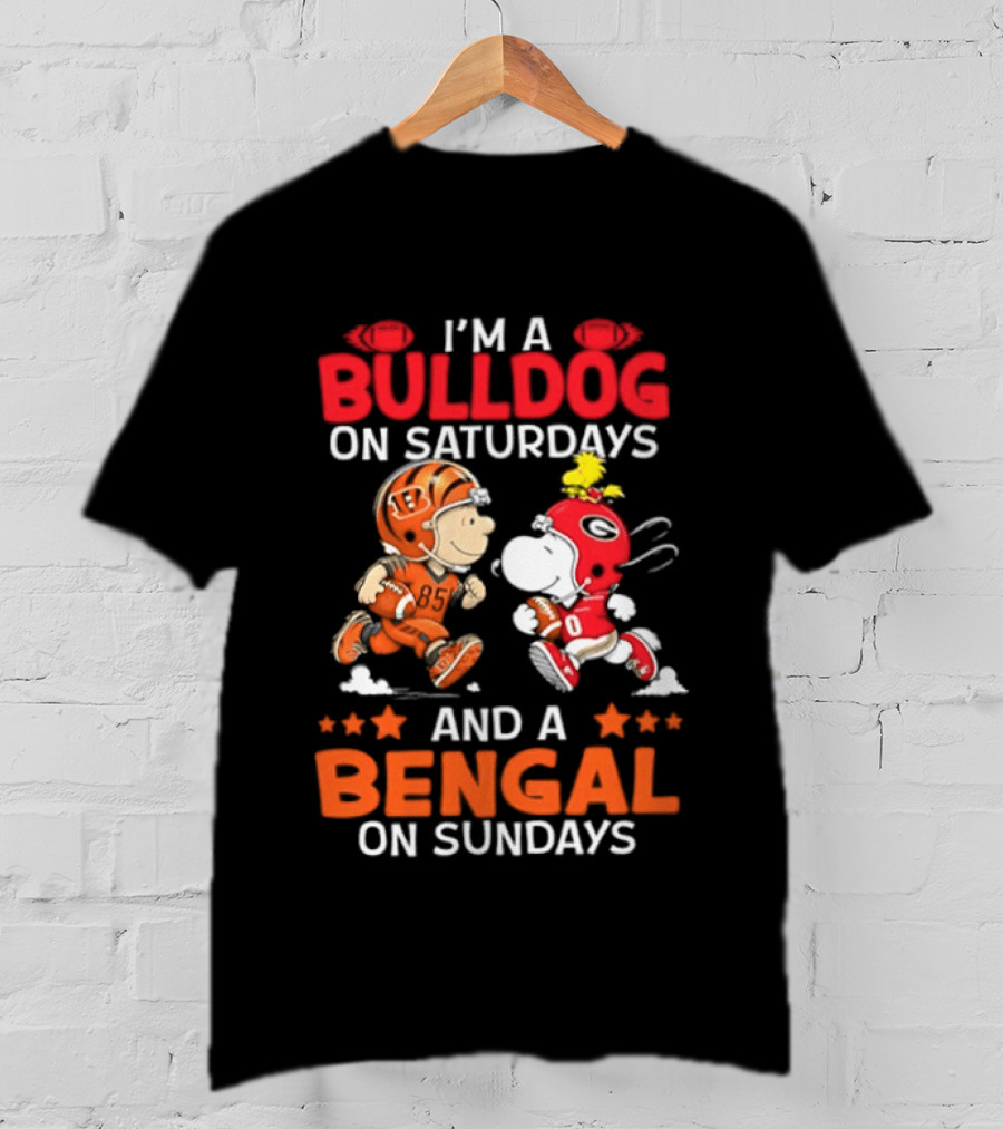 I'm A Bulldog On Saturdays And A Bengal On Sundays Snoopy Charlie Brown T-Shirt