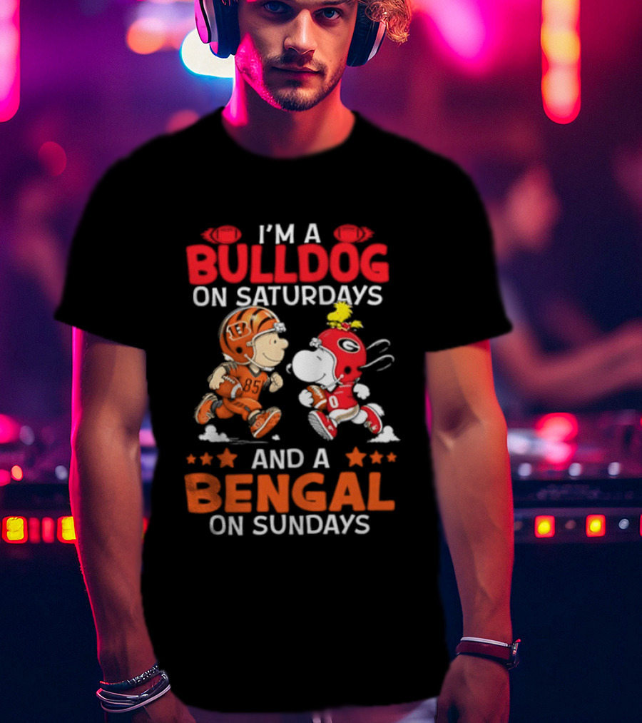 I'm A Bulldog On Saturdays And A Bengal On Sundays Snoopy Charlie Brown T-Shirt