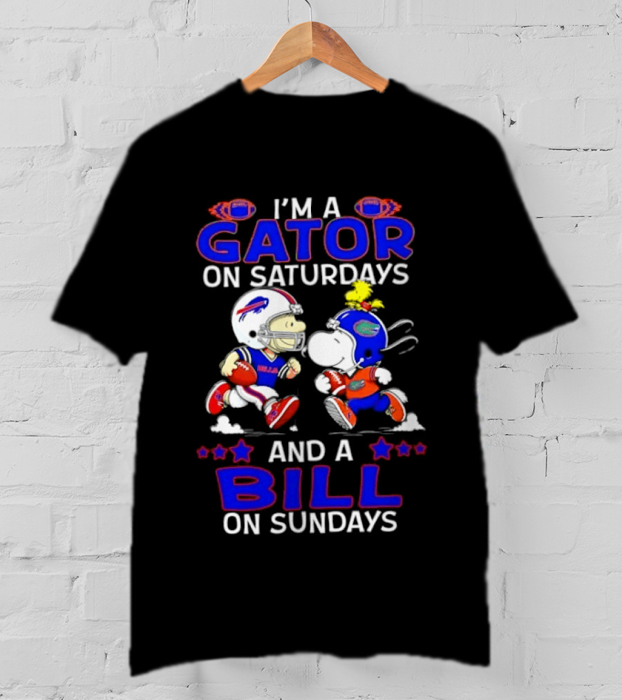 I'm A Gator On Saturdays And A Bill On Sundays Snoopy Charlie Brown Football T-Shirt