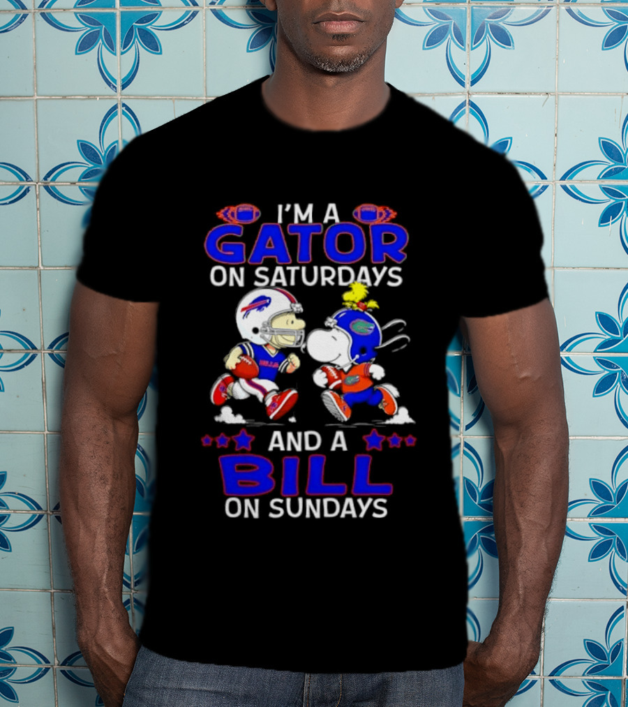 I'm A Gator On Saturdays And A Bill On Sundays Snoopy Charlie Brown Football T-Shirt