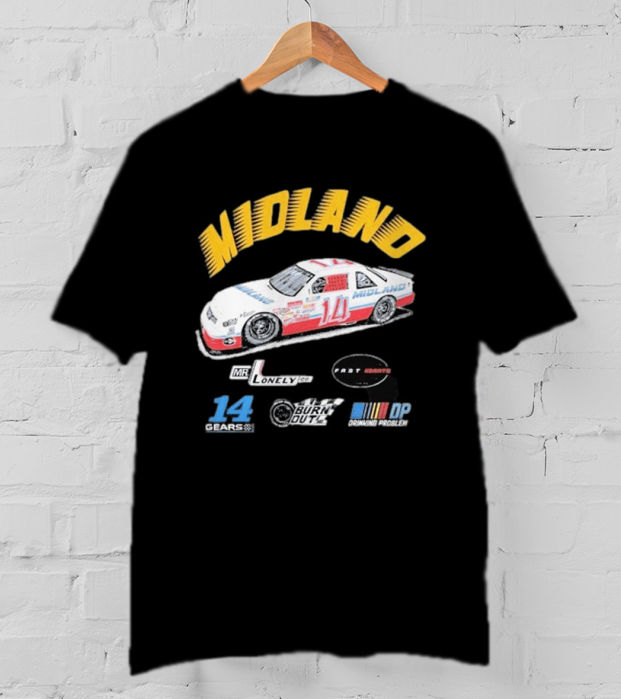 Midland Racing Team Car Fast Wheels Mr. Lonely Co. Burnout DP Driving People 14 Gears T-Shirt