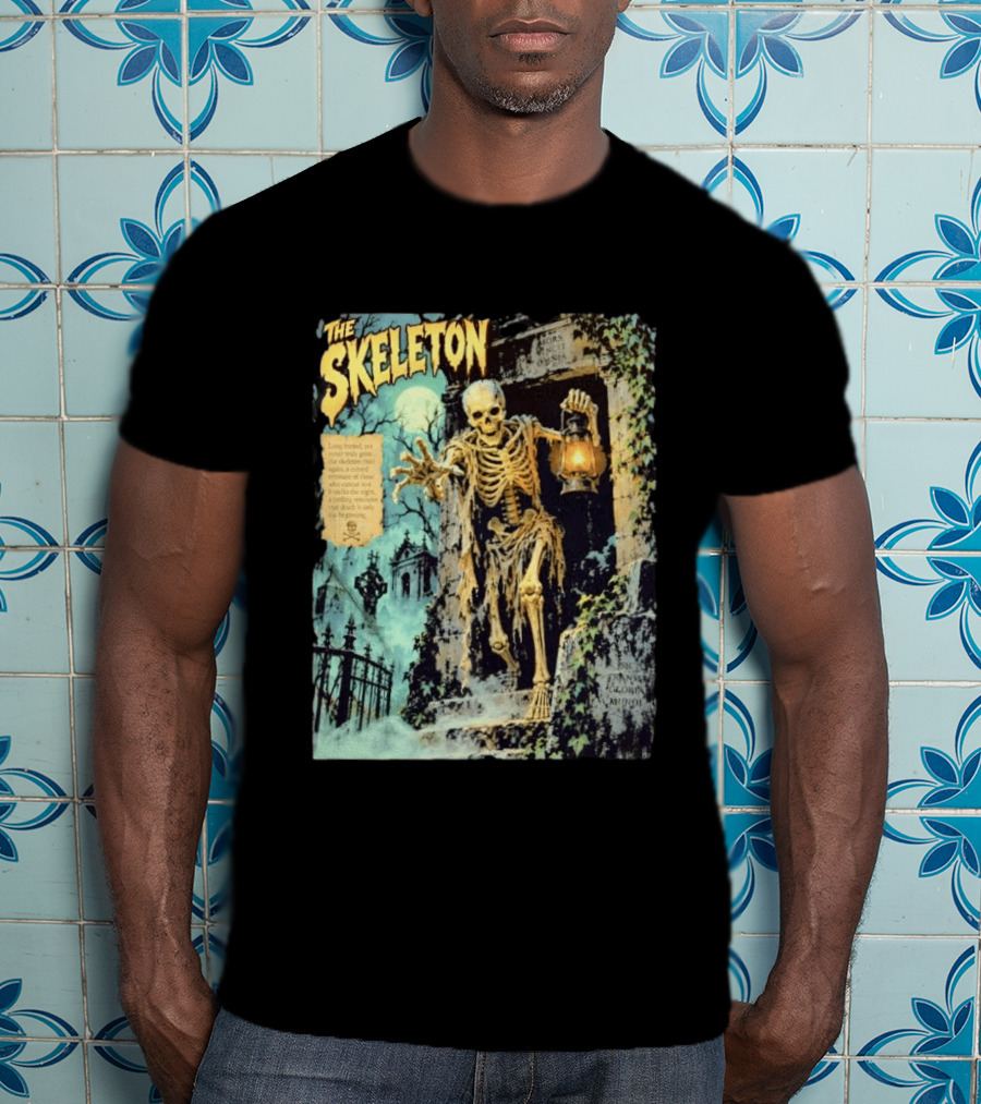 The Skeleton Mors Vincit Omnia Sic Transit Gloria Mundi Lantern Night Scene T-Shirt