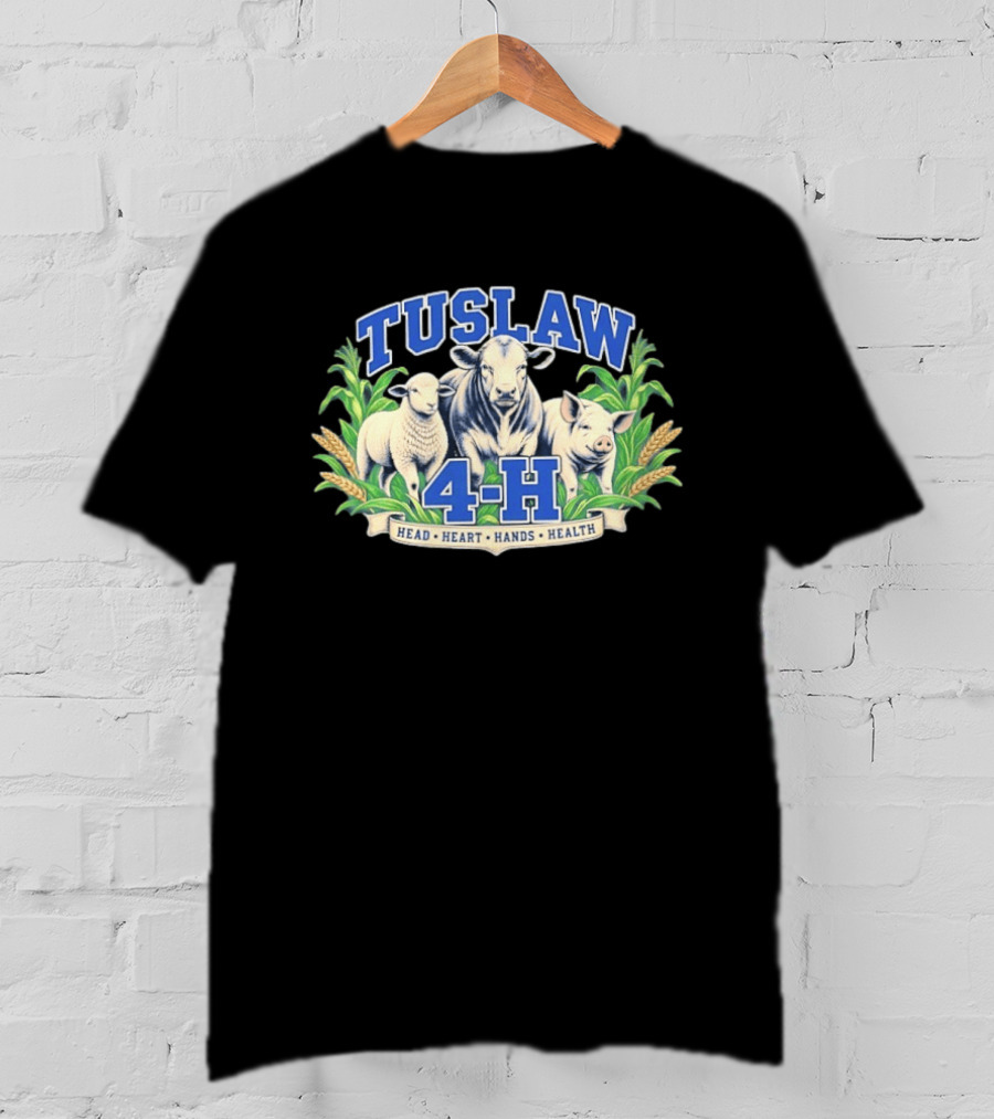 Tuslaw 4 H Head Heart Hands Health Livestock Sheep Cow Pig Wheat T-Shirt